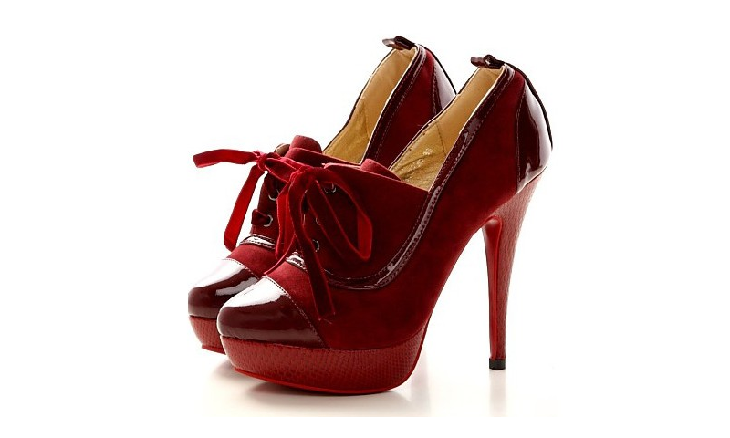 dark red lace up heels